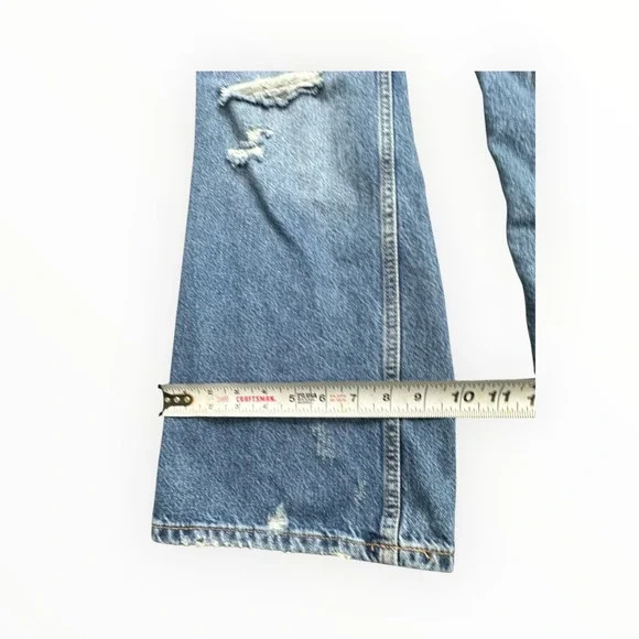 Zara Jeans Womens 10 Blue Wide Leg Distressed High Rise Denim Pants 6688/334 - Picture 8 of 13